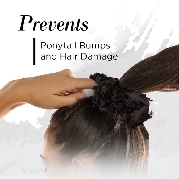 Kitsch Satin Brunch Scrunchie Softer than Silk Scrunchies for Hair(Frayed Black) - Picture 10 of 12